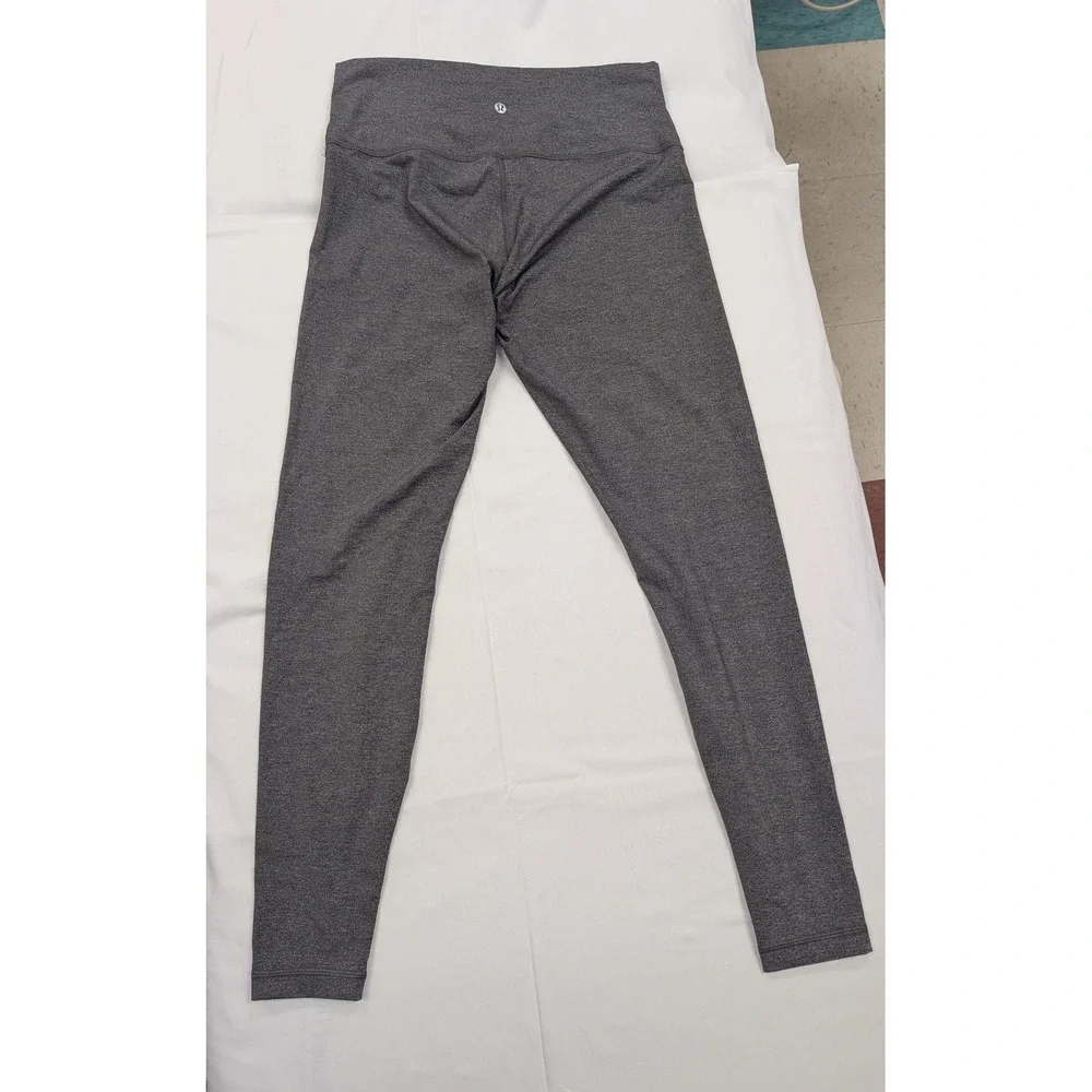 Lululemon Leggings Women 12 Gray Heathered High Rise Stretch Yoga Activewear - Picture 2 of 7